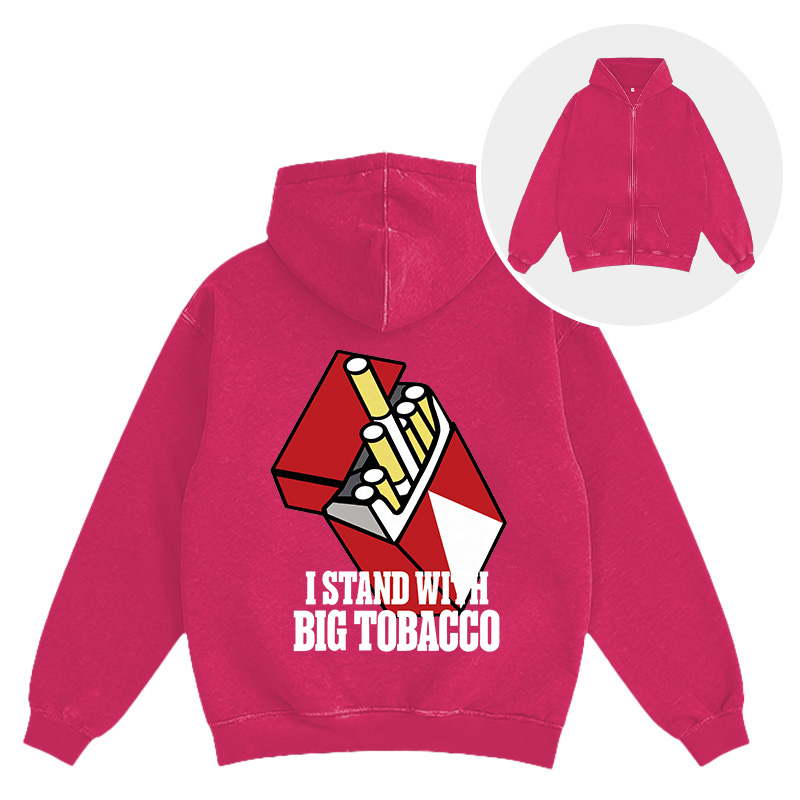 Tokyocanvas I Stand with Big Tobacco Washed Zip Hoodie