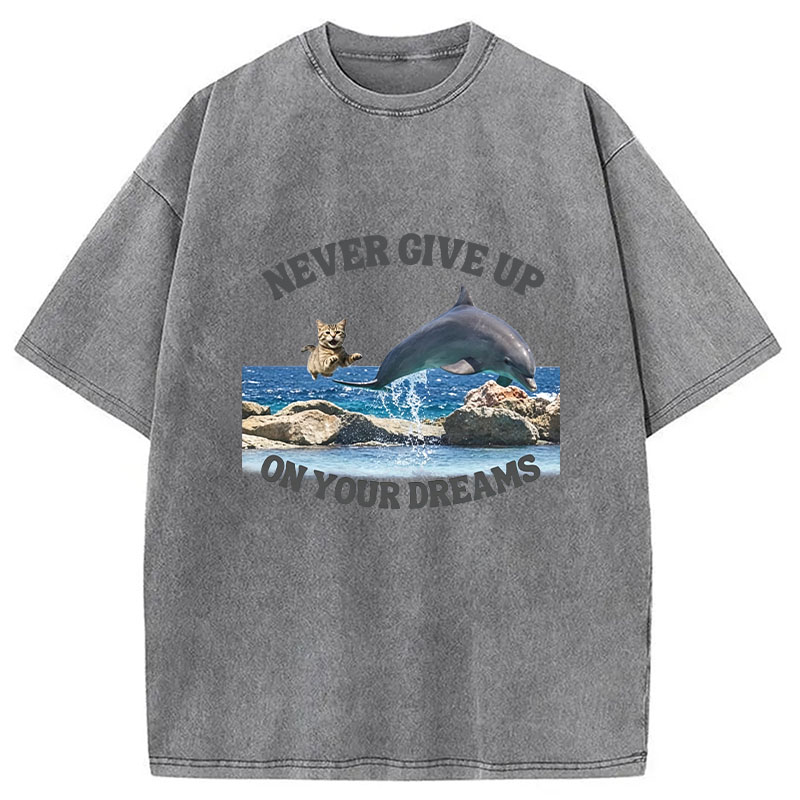 Tokyocanvas Never Give Up On Your Dreams Washed T-Shirt