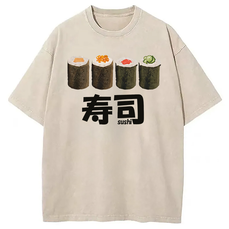 Tokyocanvas Kawaii Sushi Roll Washed T-Shirt