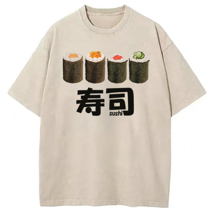 Tokyocanvas Kawaii Sushi Roll Washed T-Shirt