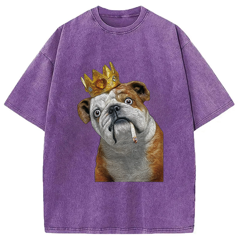 Tokyocanvas King Dog Smoking Washed T-Shirt