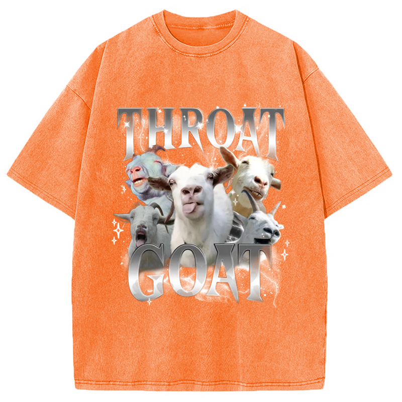Tokyocanvas Throat Goat Funny Meme Washed T-Shirt