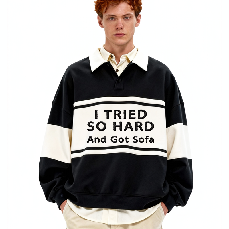 Tokyocanvas I Tried So Hard And Got Sofa Polo Embroidered Sweatshirt