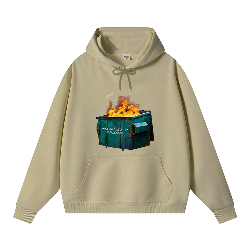 Tokyocanvas Dumpster Fire Meme Fleece Lined Hoodie