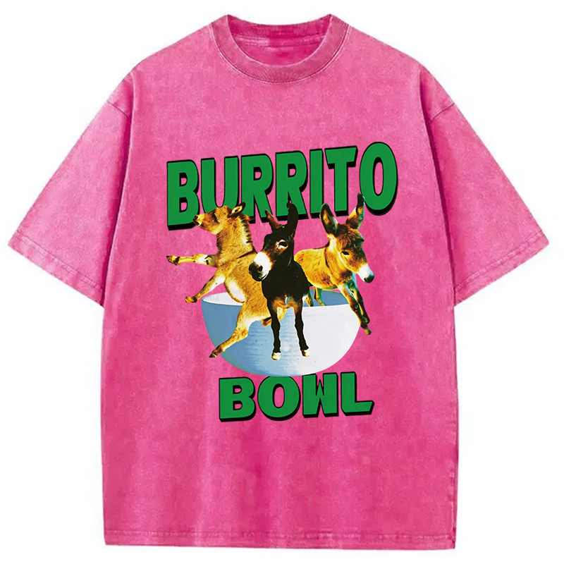 Tokyocanvas Burrito Bowl Donkey Funny Meme Washed T-Shirt