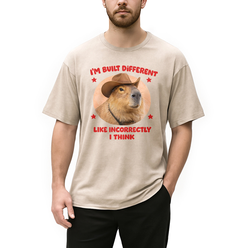 Tokyocanvas I'm Built Different Like Incorrectly Capybara Washed T-Shirt