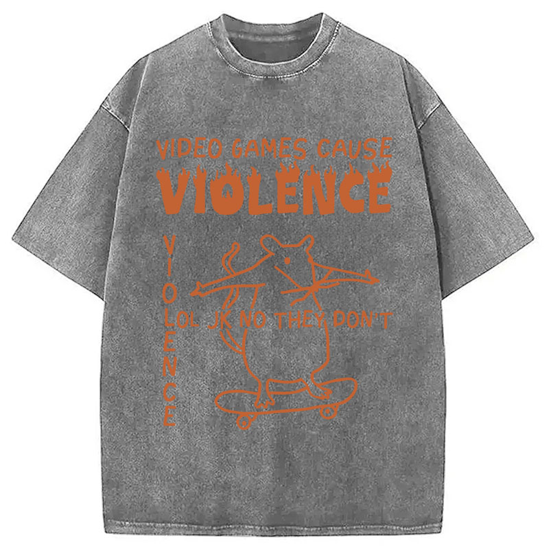 Tokyocanvas Video Games Cause Violence Washed T-Shirt