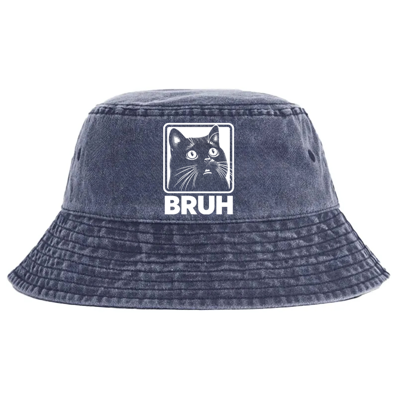 Tokyocanvas BRUH Cat Washed Bucket Hat