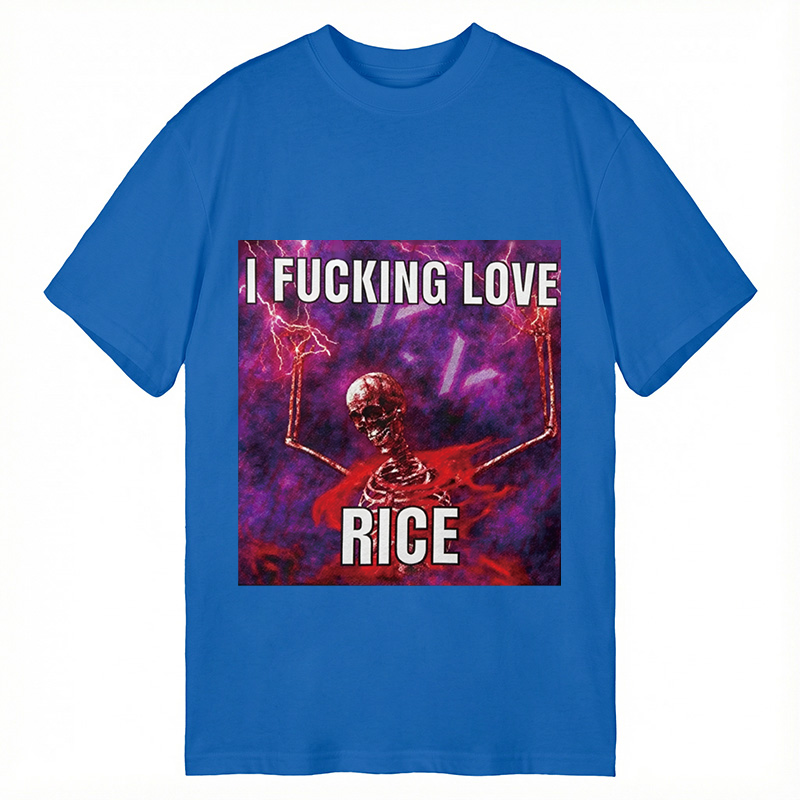 Tokyocanvas I F*cking Love Rice Funny Skeleton Meme Classic T-Shirt