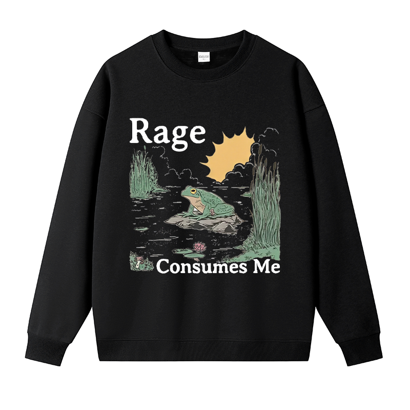 Tokyocanvas Rage Consumes Me Frog Pond Fleece Lined Sweatshirt