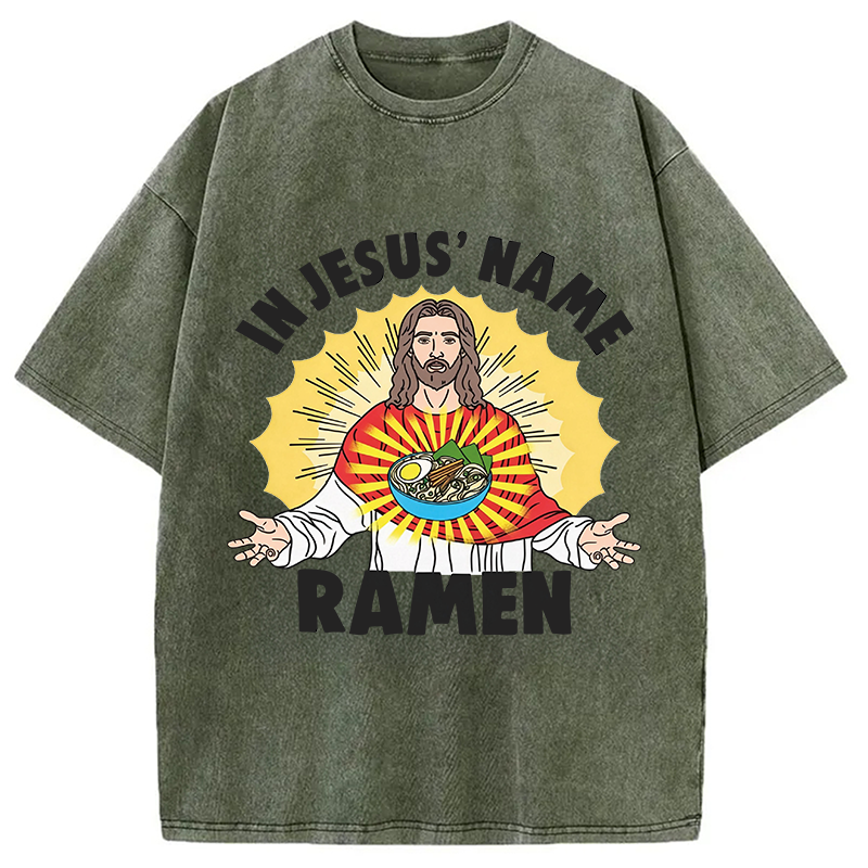 Tokyocanvas In Jesus' Name Ramen Washed T-Shirt
