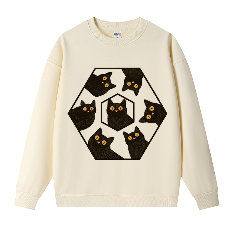 Tokyocanvas Black Cats Are Watching You Fleece Lined Sweatshirt