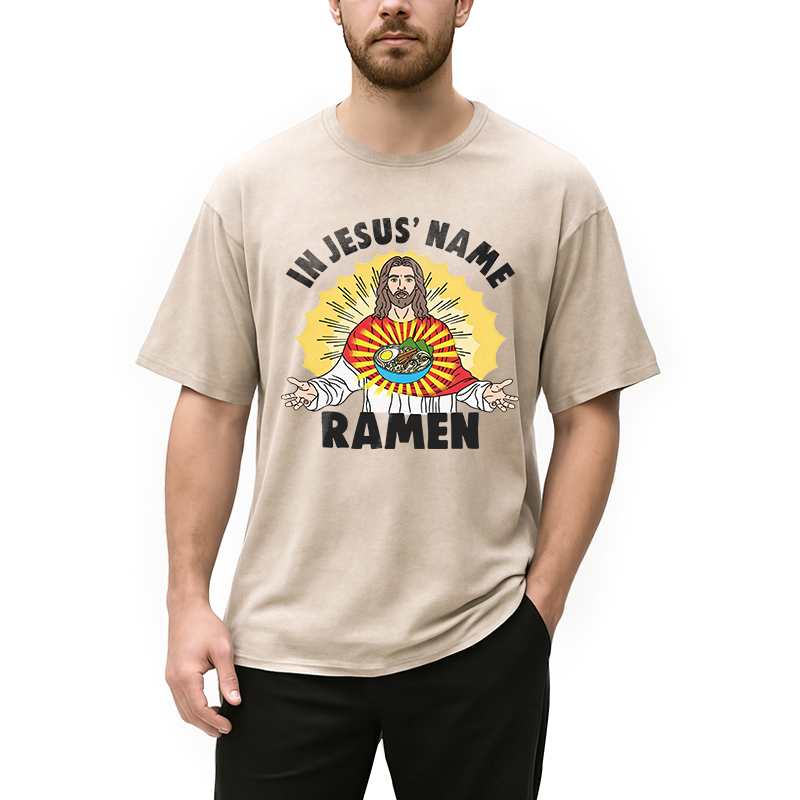 Tokyocanvas In Jesus' Name Ramen Washed T-Shirt