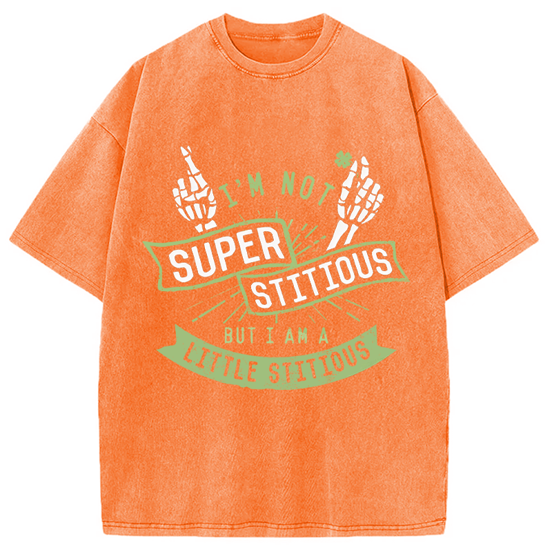 Tokyocanvas I'm Not Superstitious, But I Am A Little Stitious Washed T