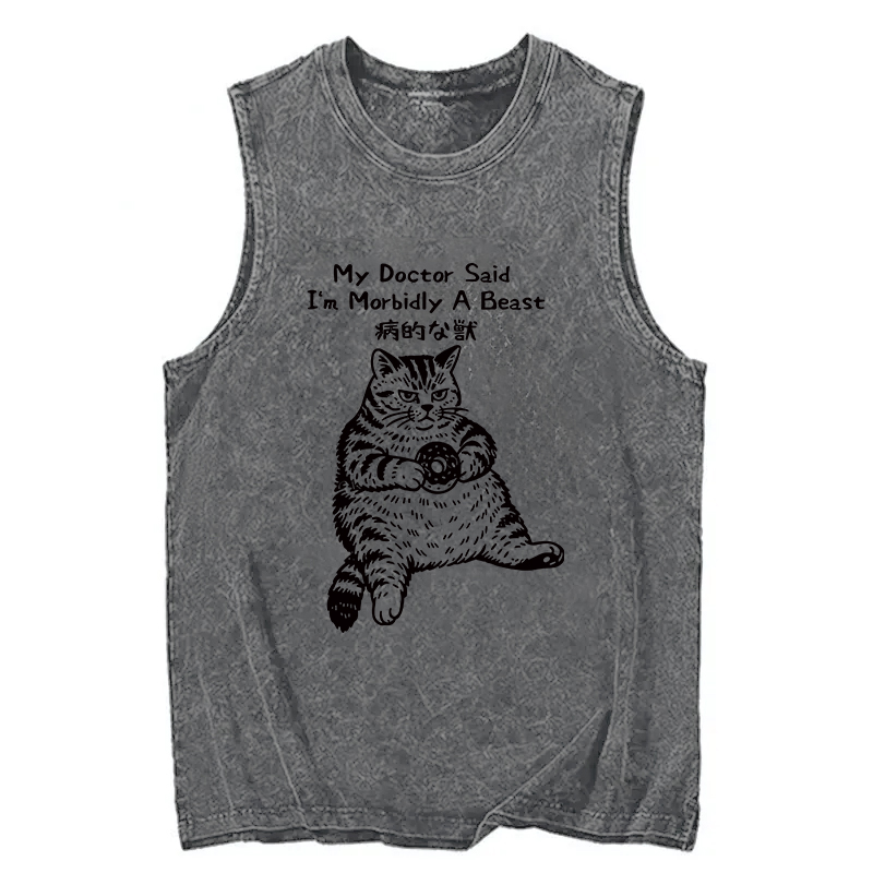 Tokyocanvas Lazy Fat Cat Washed Tank