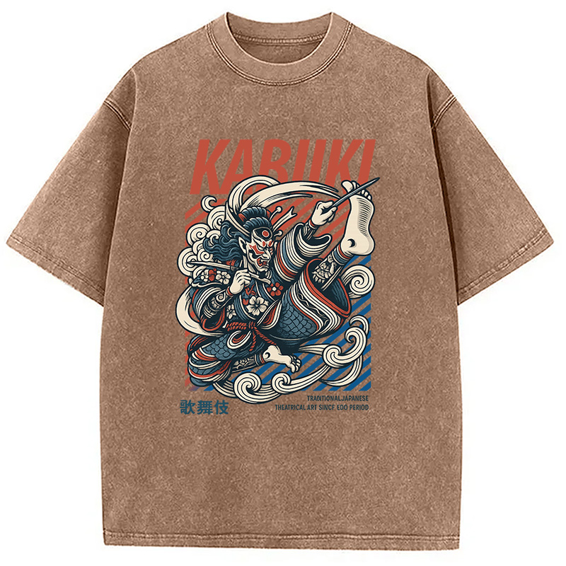 Tokyocanvas Kabuki Japanese Art Washed T-Shirt
