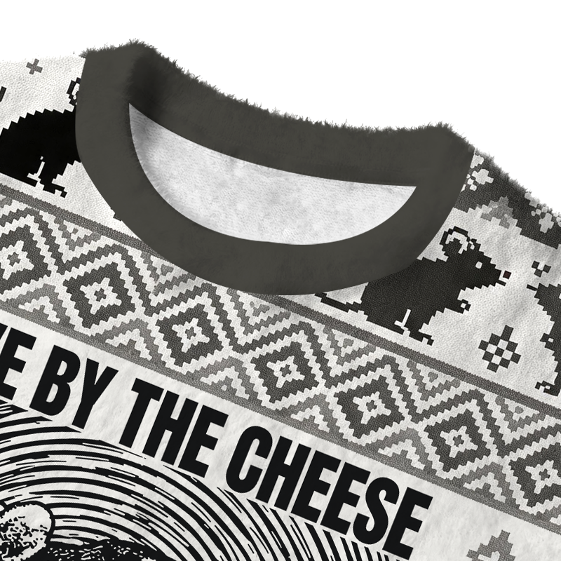 Tokyocanvas I Live By The Cheese Rat Fuzzy Christmas Ugly Sweatshirt