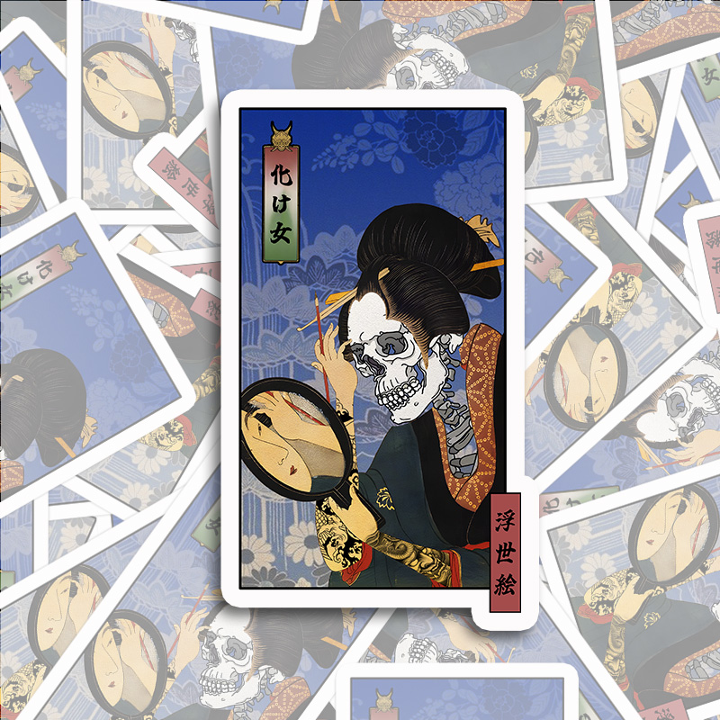 Tokyocanvas Ukiyoe Skeleton Girl Sticker
