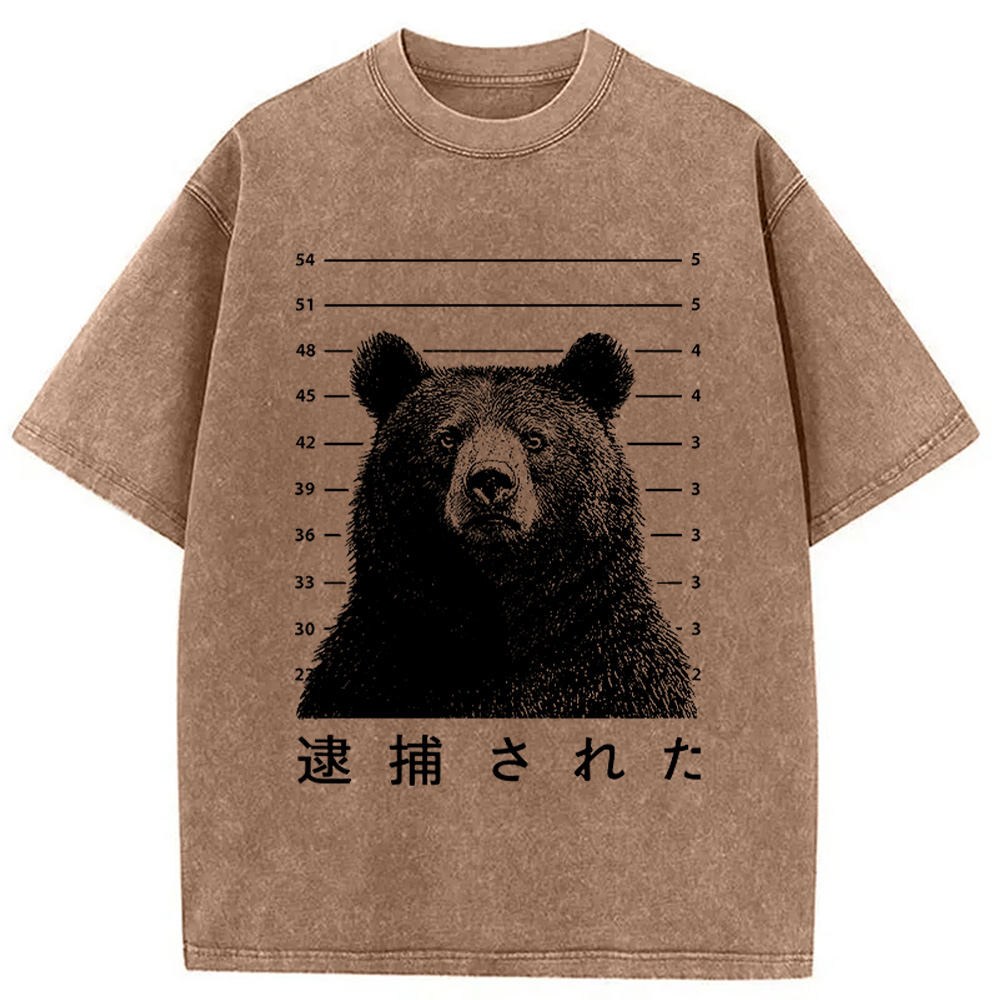 Tokyocanvas Arrested Bear Washed T-Shirt