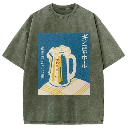 Tokyocanvas Japanese Vintage Beer Mug Washed T-Shirt