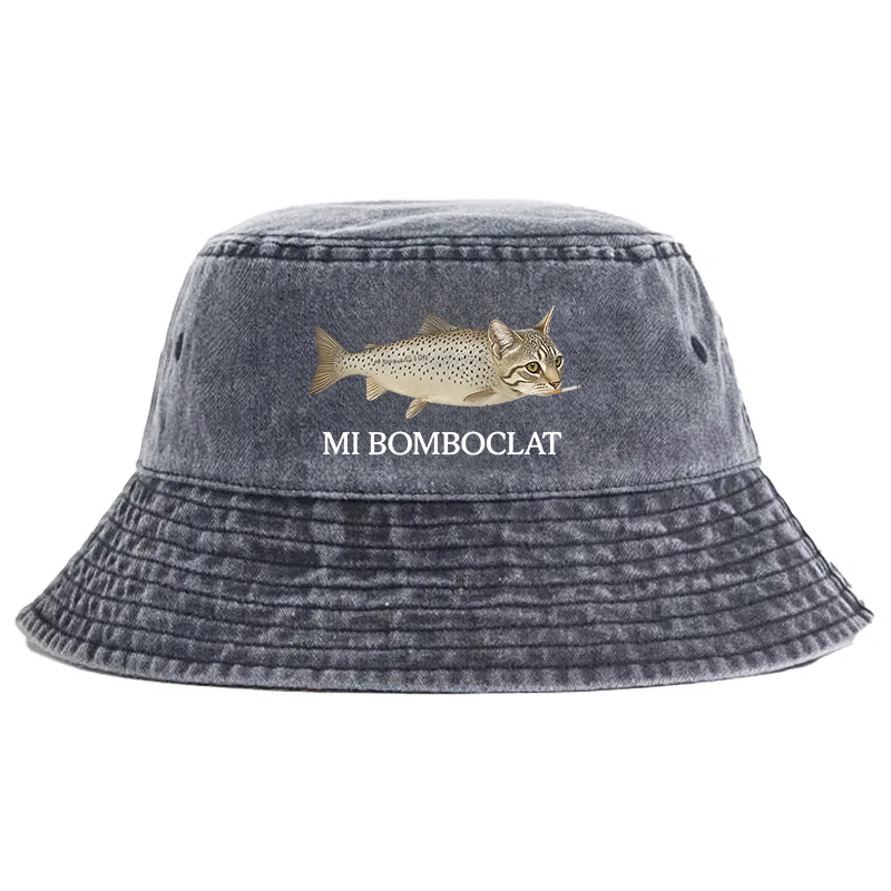 Tokyocanvas Bomboclat Fish Cat Meme Washed Bucket Hat