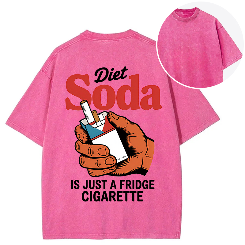 Tokyocanvas Diet Soda Is Just A Fridge Cigarette Funny Back Washed T-Shirt
