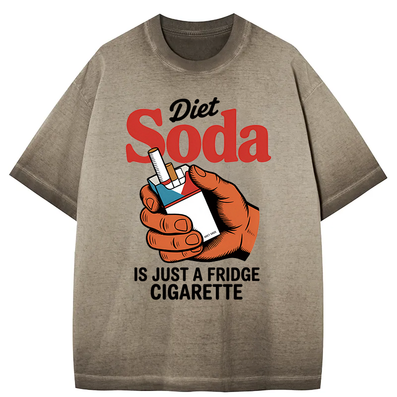 Tokyocanvas Diet Soda Is Just A Fridge Cigarette Funny Gradient Washed T-Shirt