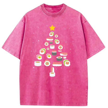 Tokyocanvas Sushi Christmas Tree Washed T-Shirt
