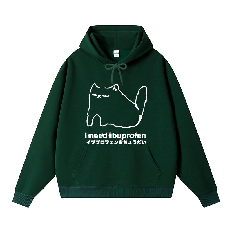 Tokyocanvas I Need Ibuprofen Cat Fleece Lined Hoodie