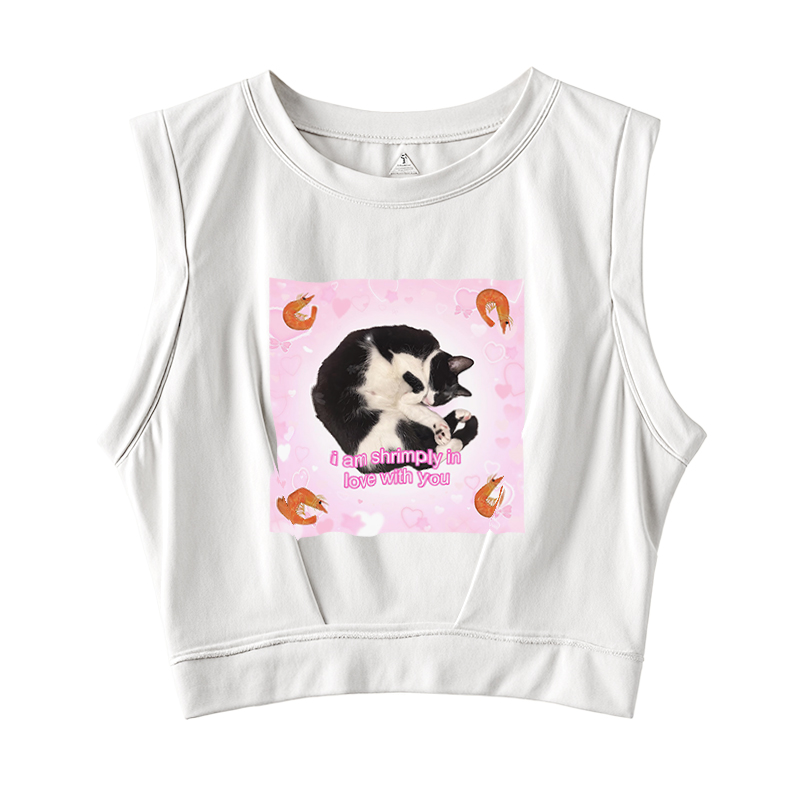 Tokyocanvas I Am Shrimply in Love with You Sleeveless Crop Top