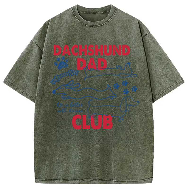 Tokyocanvas Dachshund Dad Club Washed T-Shirt