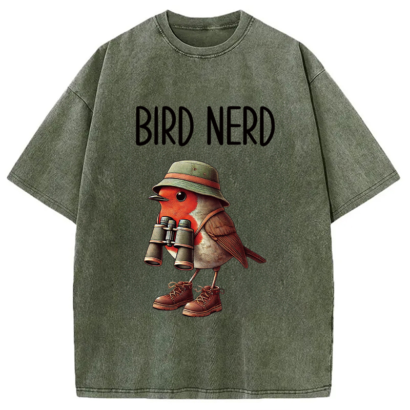Tokyocanvas Funny Bird Nerd Washed T-Shirt