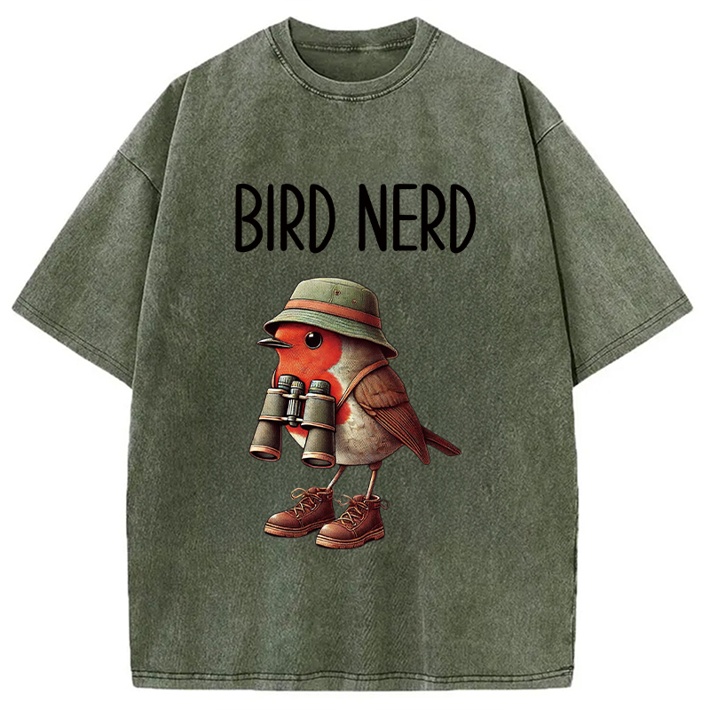Tokyocanvas Funny Bird Nerd Washed T-Shirt