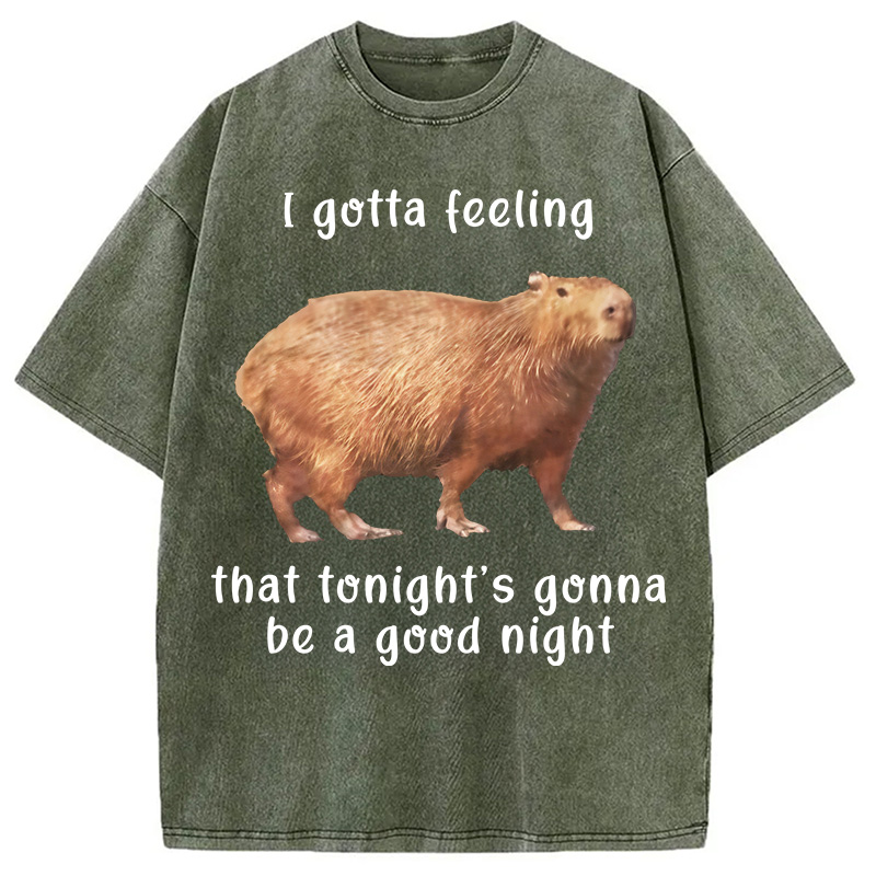 Tokyocanvas Capybara Gotta Feeling Washed T-Shirt