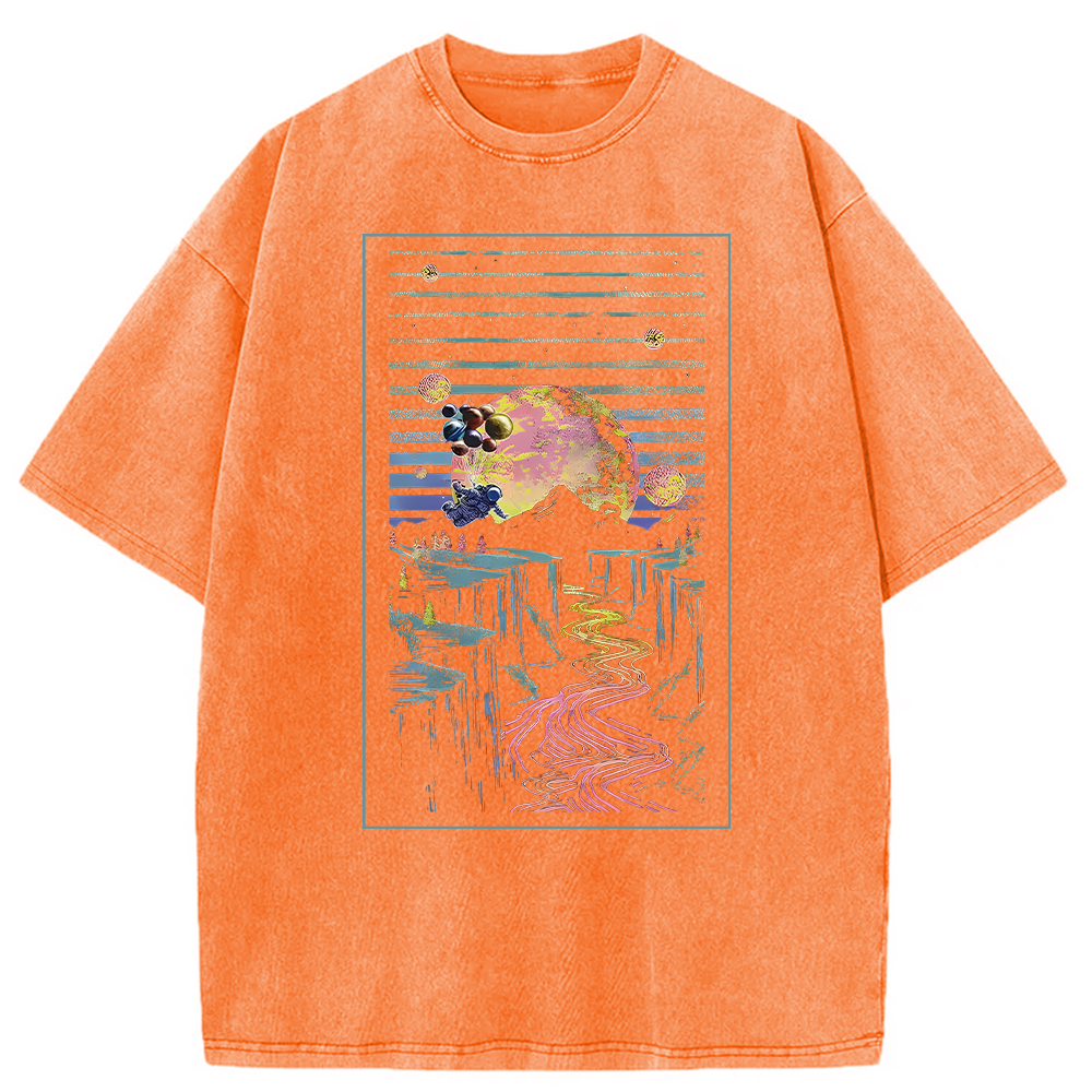 Tokyocanvas Moon And Balloon Washed T-Shirt