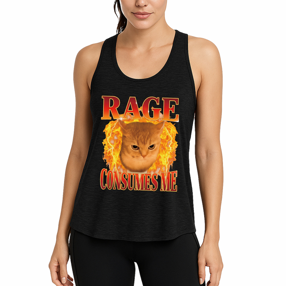 Tokyocanvas Rage Consumes Me Edgy Funny Cat Meme Fitness Tank