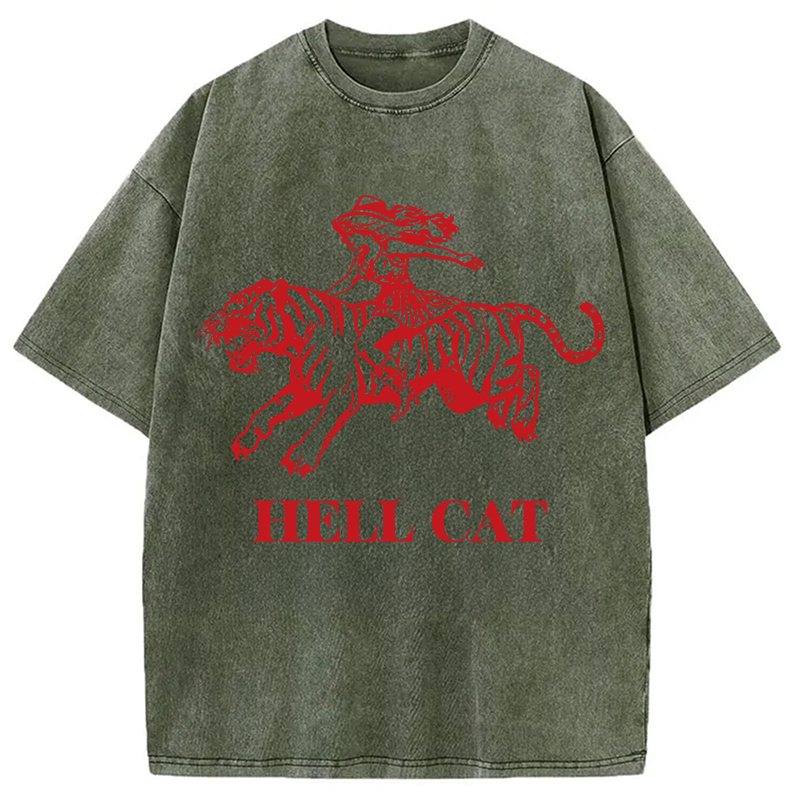 Tokyocanvas Vintage Cowgirl Hell Cat Washed T-Shirt