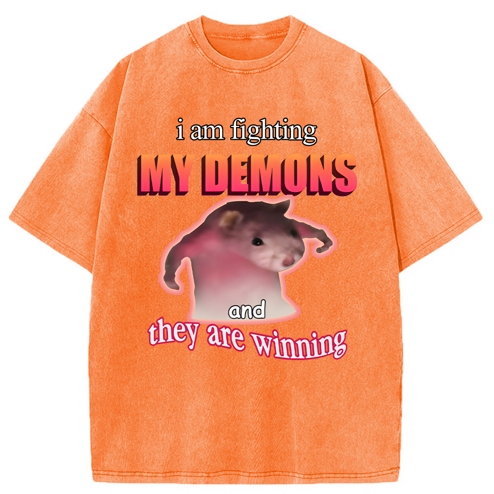 Tokyocanvas Rage Rat Meme Washed T-Shirt