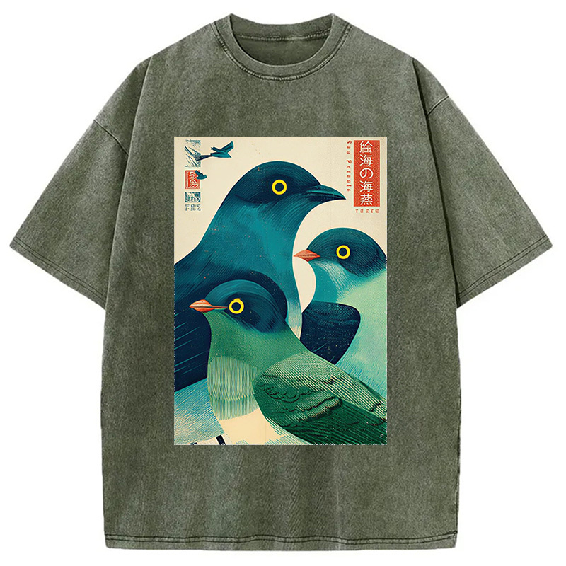 Tokyocanvas Petrels Of The Painted Sea Washed T-Shirt
