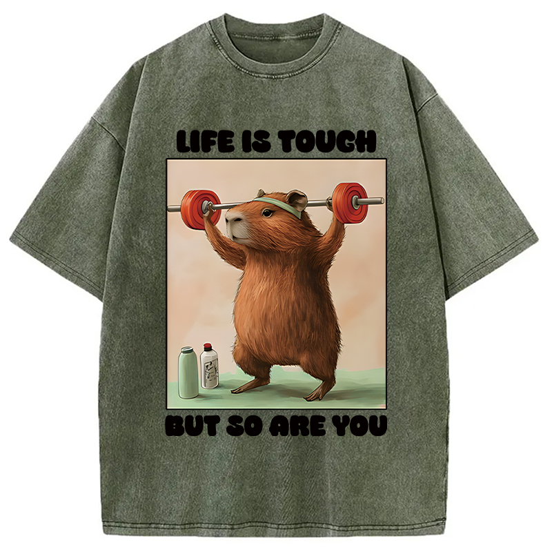 Tokyocanvas Capybara Lifting Washed T-Shirt