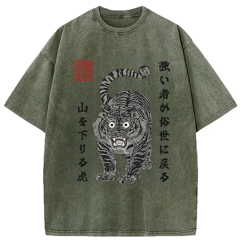 Tokyocanvas Wild Back Strong Tiger Washed T-Shirt