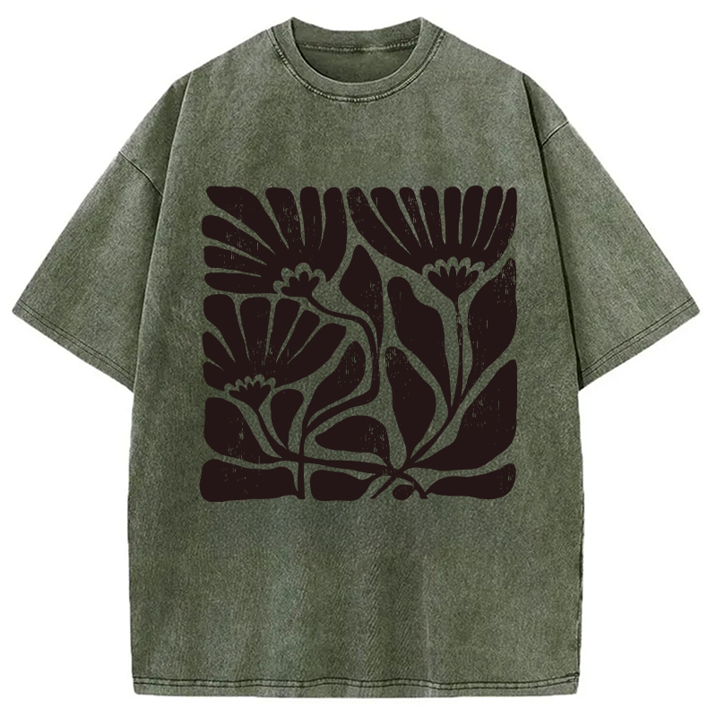 Tokyocanvas Abstract Floral Washed T-Shirt