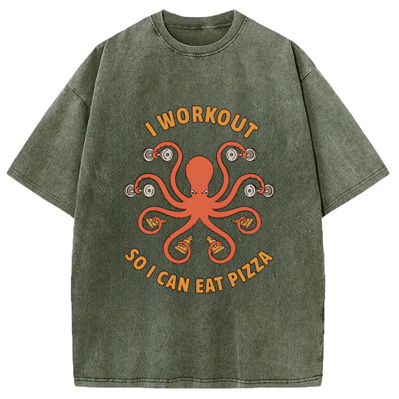 Tokyocanvas Octopus Exercising Washed T-Shirt