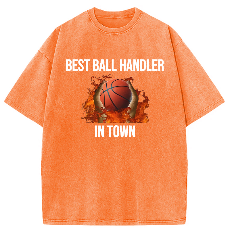 Tokyocanvas Ball Handler Basketball Funny Meme Washed T-Shirt