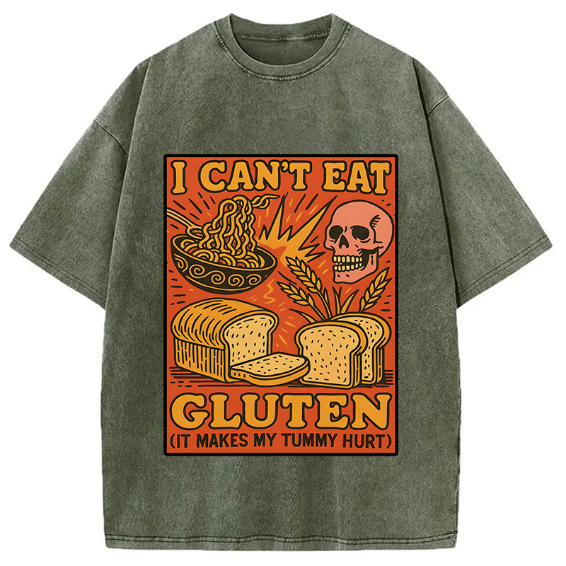 Tokyocanvas Funny Gluten Intolerance Meme Washed T-Shirt
