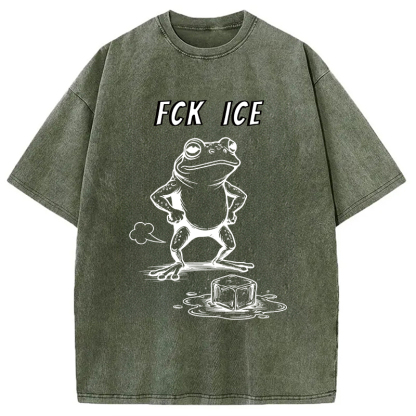 Tokyocanvas F*ck Ice Frog Meme Washed T-Shirt