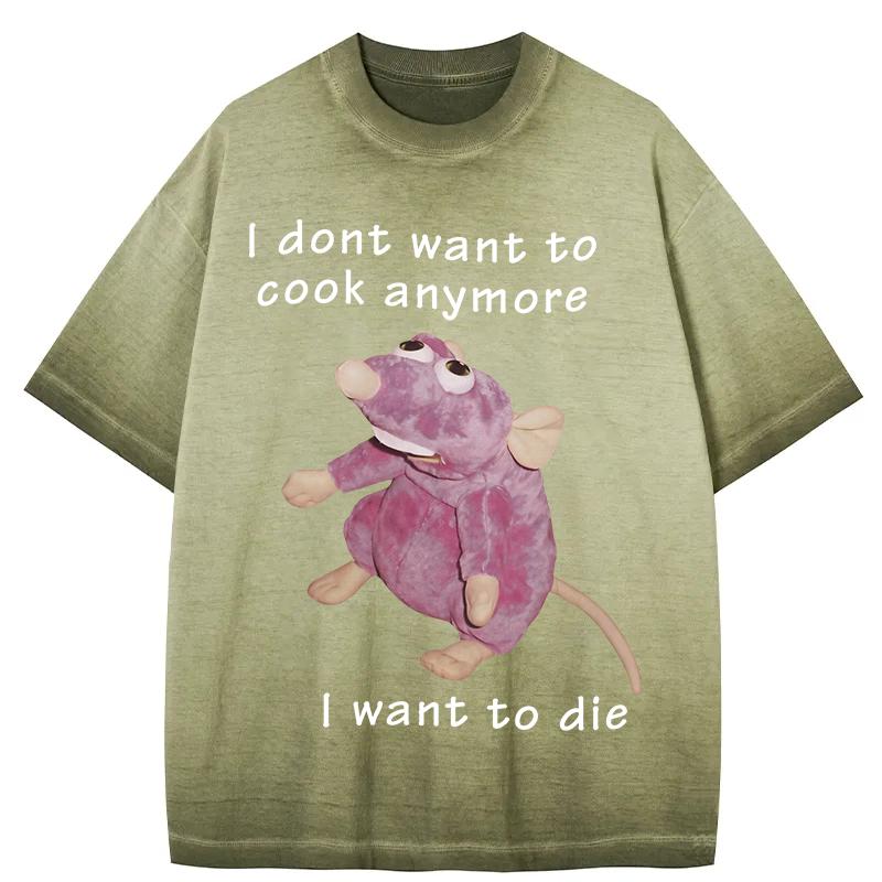 Tokyocanvas I Don't Want To Cook Anymore Gradient Washed T-Shirt
