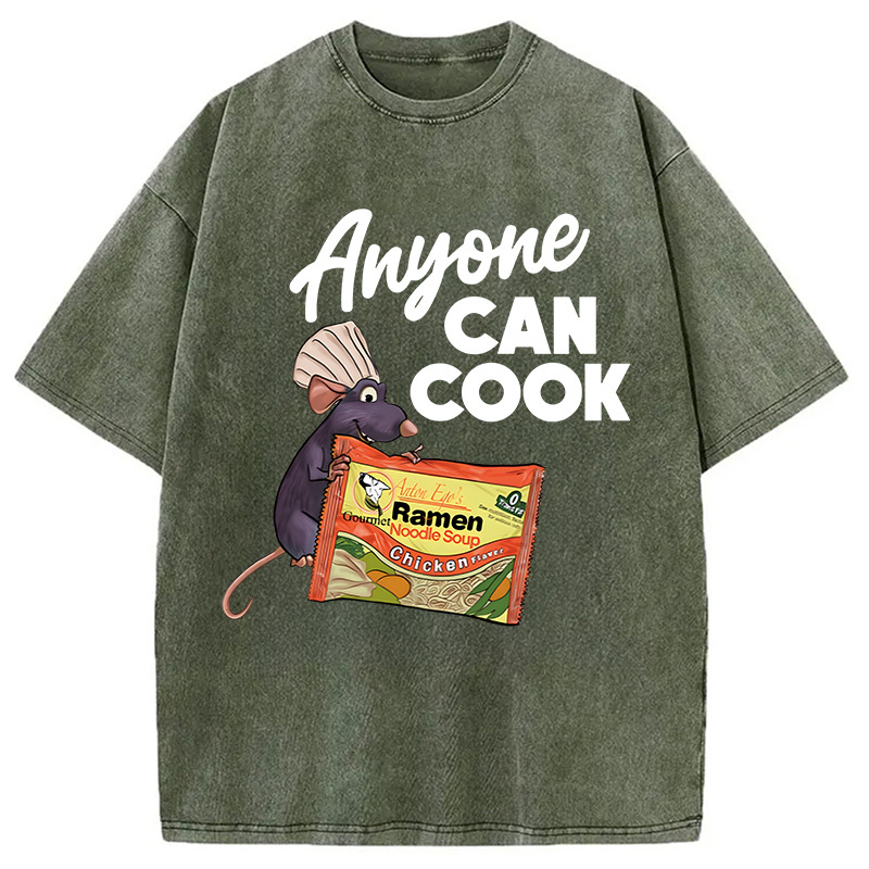 Tokyocanvas Anyone Can Cook Rat Meme Washed T-Shirt