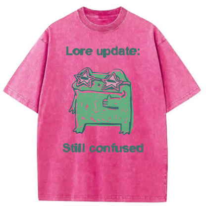Tokyocanvas Lore Update Still Confused Frog Washed T-Shirt