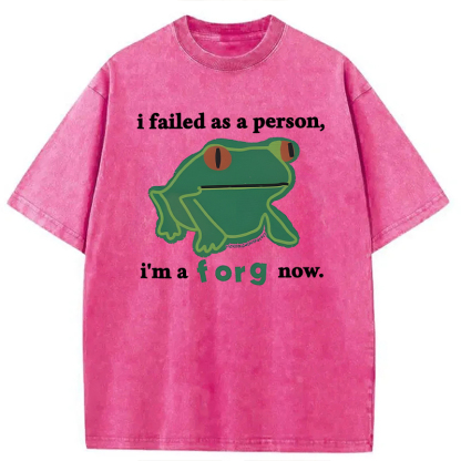 Tokyocanvas I Failed As A Person Funny Frog Meme Washed T-Shirt